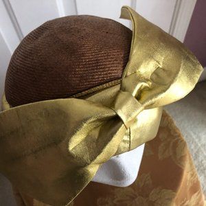 Brown And Gold Bow Hat